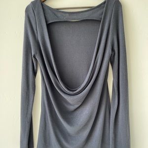 Misope Open-back Heather Blue Blouse Size Large